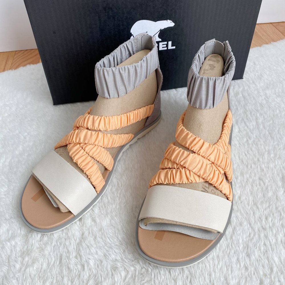 Sorel Ella II Ankle Strap Women's Sandals, Gray/Orange, Size 8